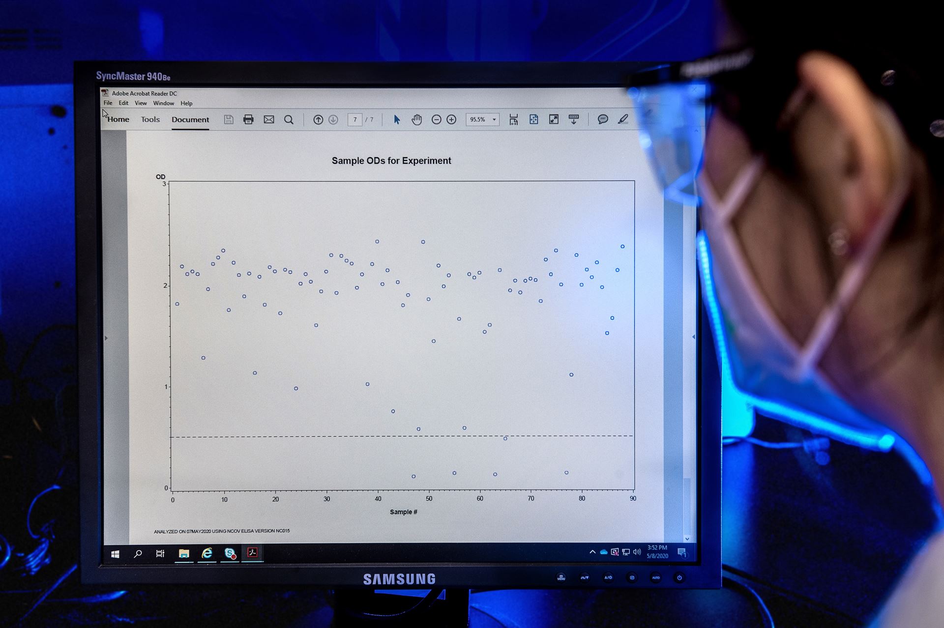 Person looking at a graph